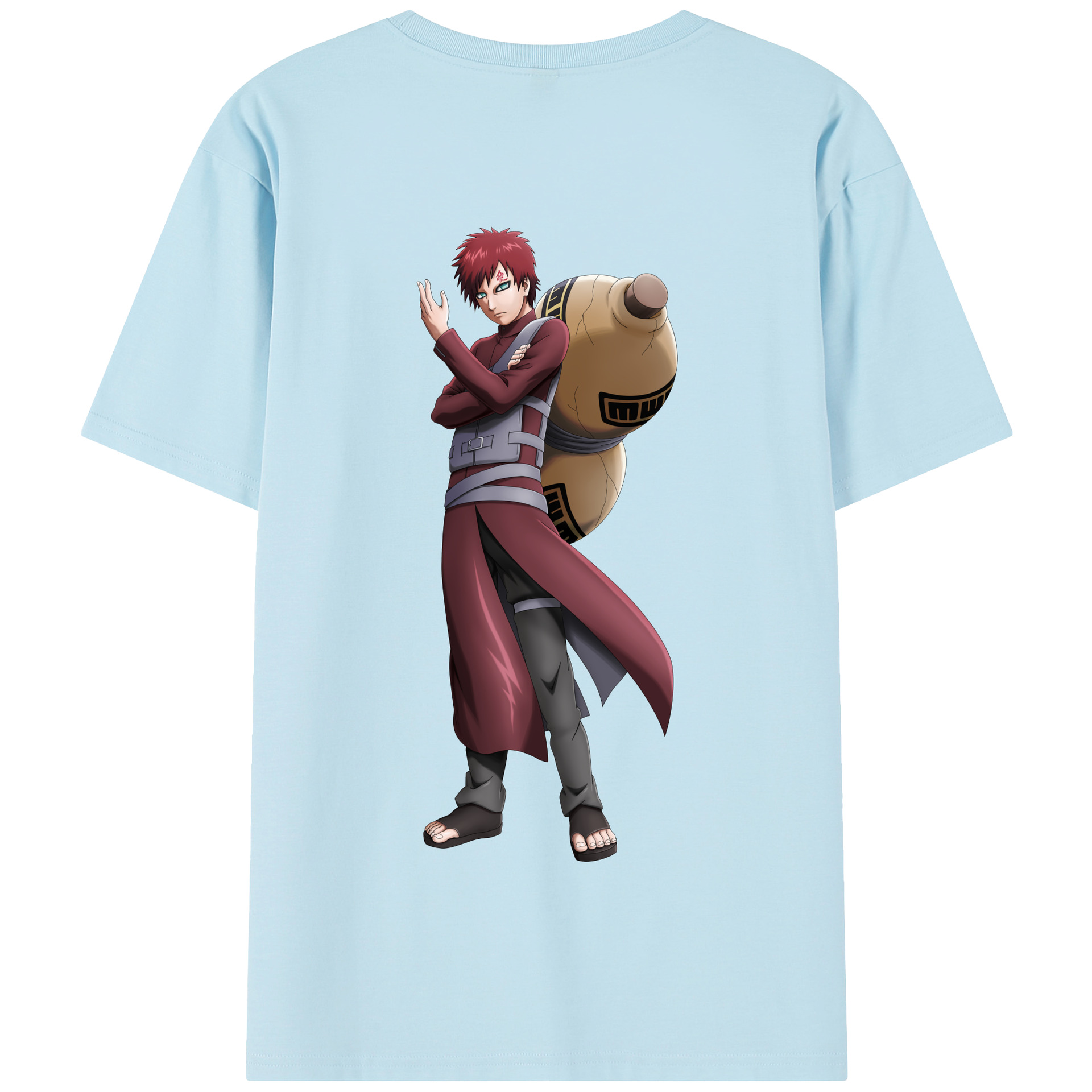 （画像用） NARUTO -ナルト- ガアラ Gaara 綿100％半袖Tシャツ（背面プリント）
